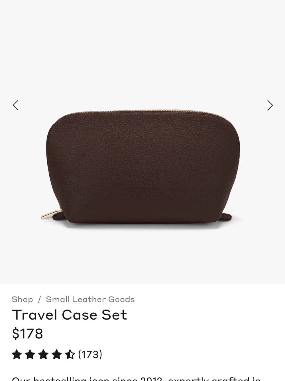 Cuyana Pebbled Leather Travel Case / Makeup Bag – Brown